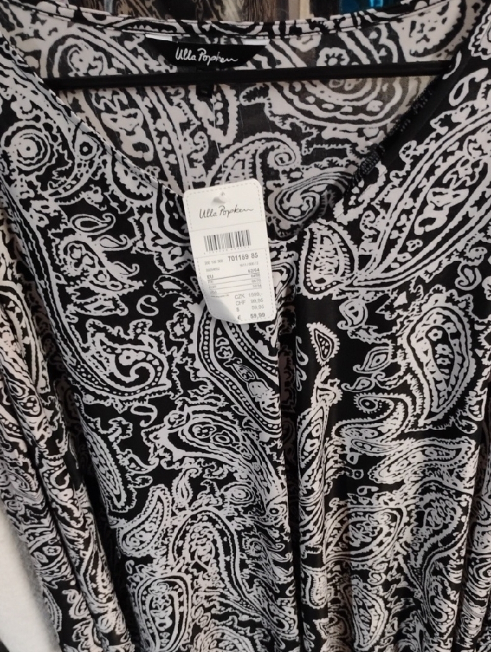 Ulla Popken Black and White Paisley Blouse